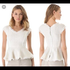 Rebecca Taylor tweed and leather peplum top sz 4